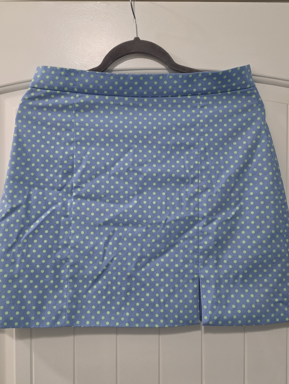 Zara Blue Mini Skirt with Light Green Polka Dots